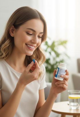 girl taking medicine from speedomed website